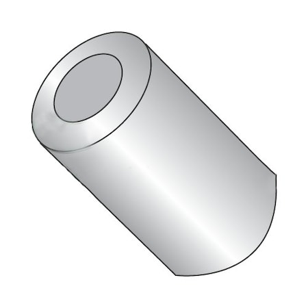 Round Spacer, #10 Screw Size, Plain Aluminum, 3/8 In Overall Lg, 0.192 In Inside Dia